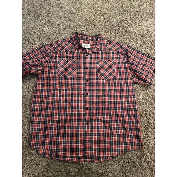 Ecko Unltd Shirt Mens 4XB Red Plaid Cotton Double Pockets Button Up Adult - Picture 1 of 8